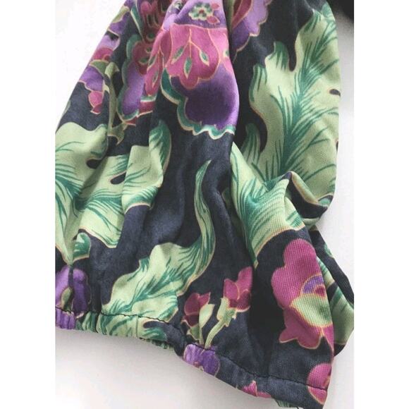 Roamans Shirt Woman 4X Purple Floral Button Pullover Gather Sleeve Tunic Casual - Picture 5 of 7